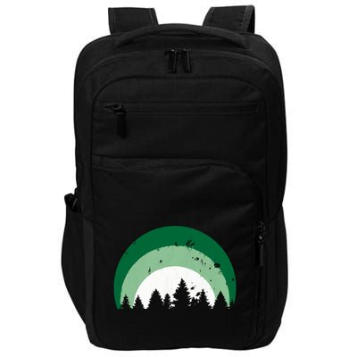 Forest Of Evergreen Tree Silhouette Distressed Trees Lover Impact Tech Backpack
