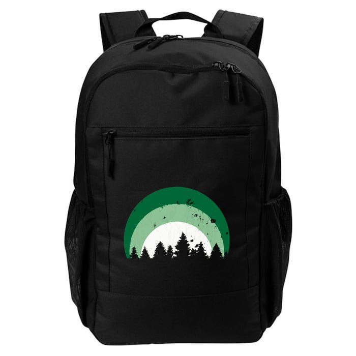 Forest Of Evergreen Tree Silhouette Distressed Trees Lover Backpack
