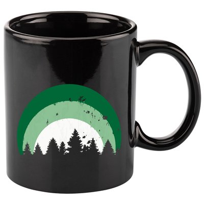 Forest Of Evergreen Tree Silhouette Distressed Trees Lover 11oz C Handle Ceramic Mug