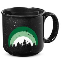 Forest Of Evergreen Tree Silhouette Distressed Trees Lover 15oz Campfire Ceramic Mug