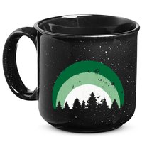 Forest Of Evergreen Tree Silhouette Distressed Trees Lover 15oz Campfire Ceramic Mug