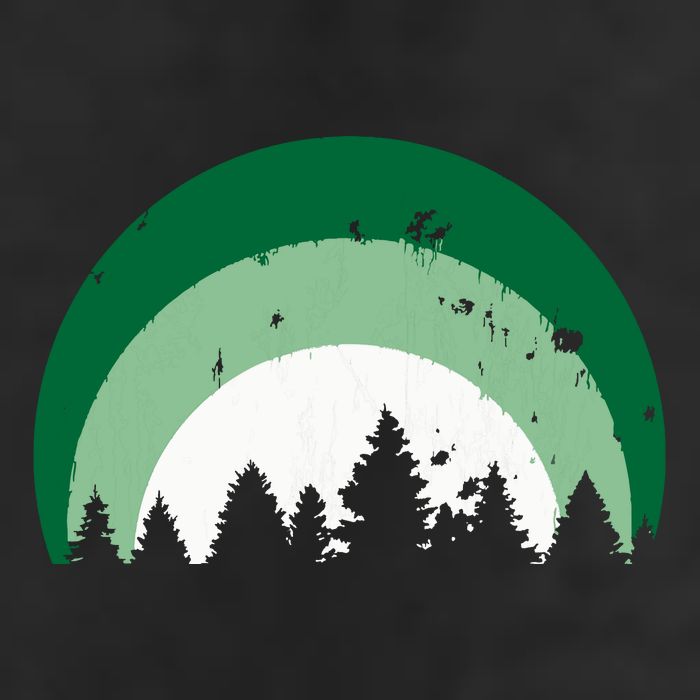 Forest Of Evergreen Tree Silhouette Distressed Trees Lover Beanie