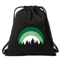 Forest Of Evergreen Tree Silhouette Distressed Trees Lover Drawstring Bag