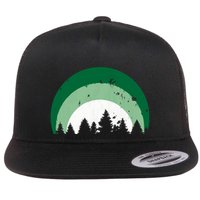 Forest Of Evergreen Tree Silhouette Distressed Trees Lover Flatbill Hat