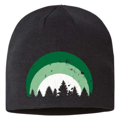 Forest Of Evergreen Tree Silhouette Distressed Trees Lover Sustainable Beanie