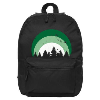 Forest Of Evergreen Tree Silhouette Distressed Trees Lover 16 in Basic Backpack