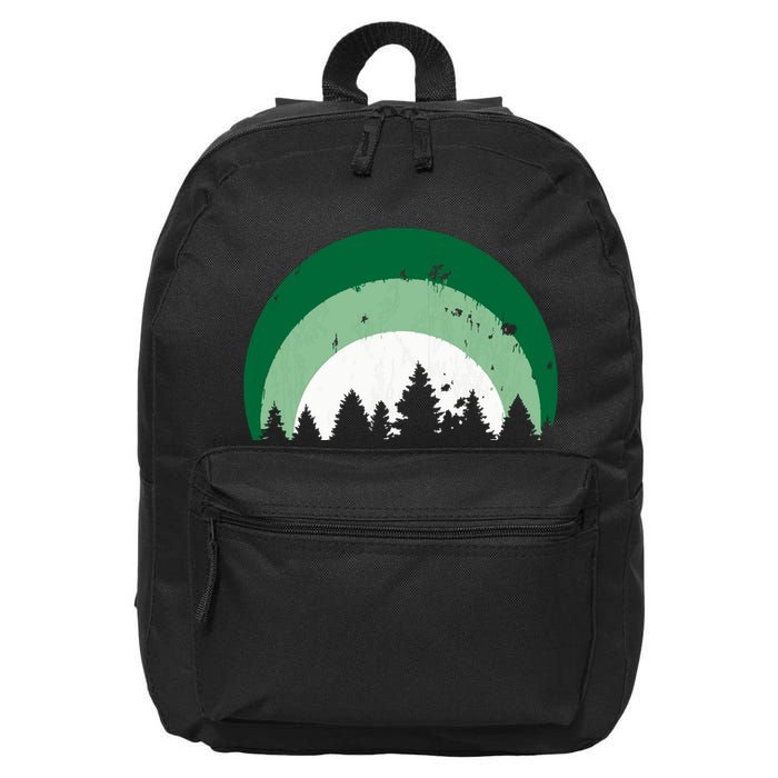 Forest Of Evergreen Tree Silhouette Distressed Trees Lover 16 in Basic Backpack