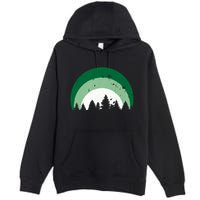 Forest Of Evergreen Tree Silhouette Distressed Trees Lover Premium Pullover Hoodie