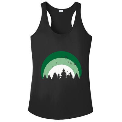 Forest Of Evergreen Tree Silhouette Distressed Trees Lover Ladies PosiCharge Competitor Racerback Tank