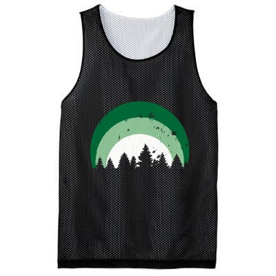 Forest Of Evergreen Tree Silhouette Distressed Trees Lover Mesh Reversible Basketball Jersey Tank