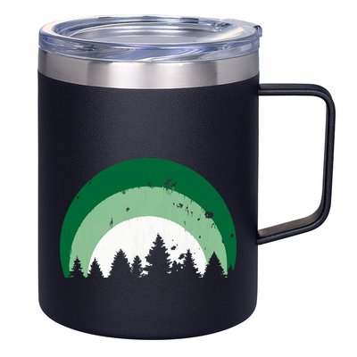 Forest Of Evergreen Tree Silhouette Distressed Trees Lover 12oz Stainless Steel Coffee Mug