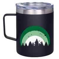 Forest Of Evergreen Tree Silhouette Distressed Trees Lover 12oz Stainless Steel Coffee Mug