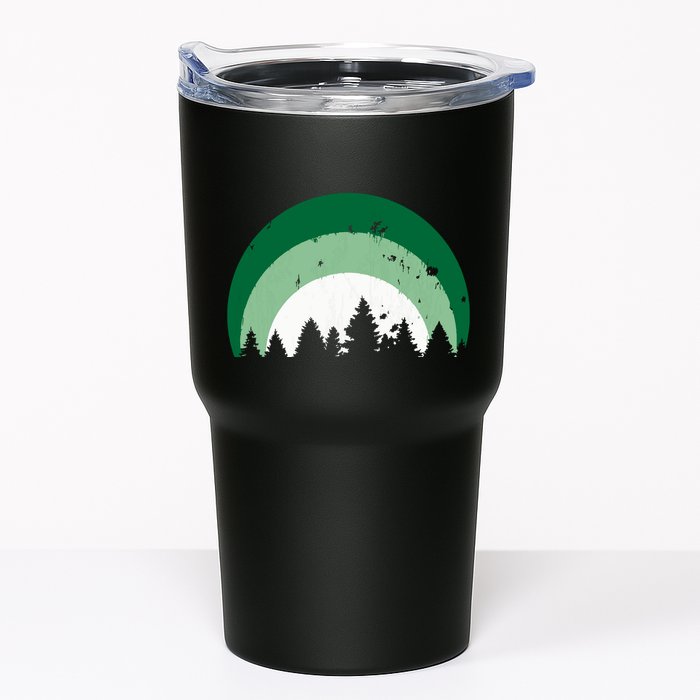 Forest Of Evergreen Tree Silhouette Distressed Trees Lover Tumbler