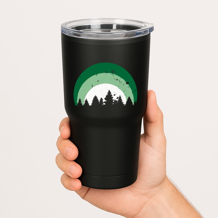 Forest Of Evergreen Tree Silhouette Distressed Trees Lover Tumbler