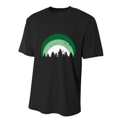 Forest Of Evergreen Tree Silhouette Distressed Trees Lover Youth Performance Sprint T-Shirt