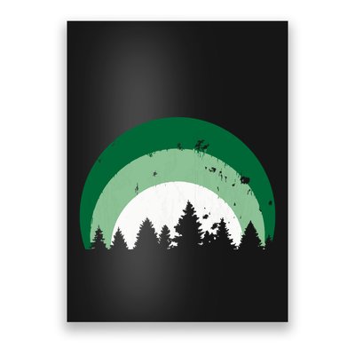 Forest Of Evergreen Tree Silhouette Distressed Trees Lover Poster