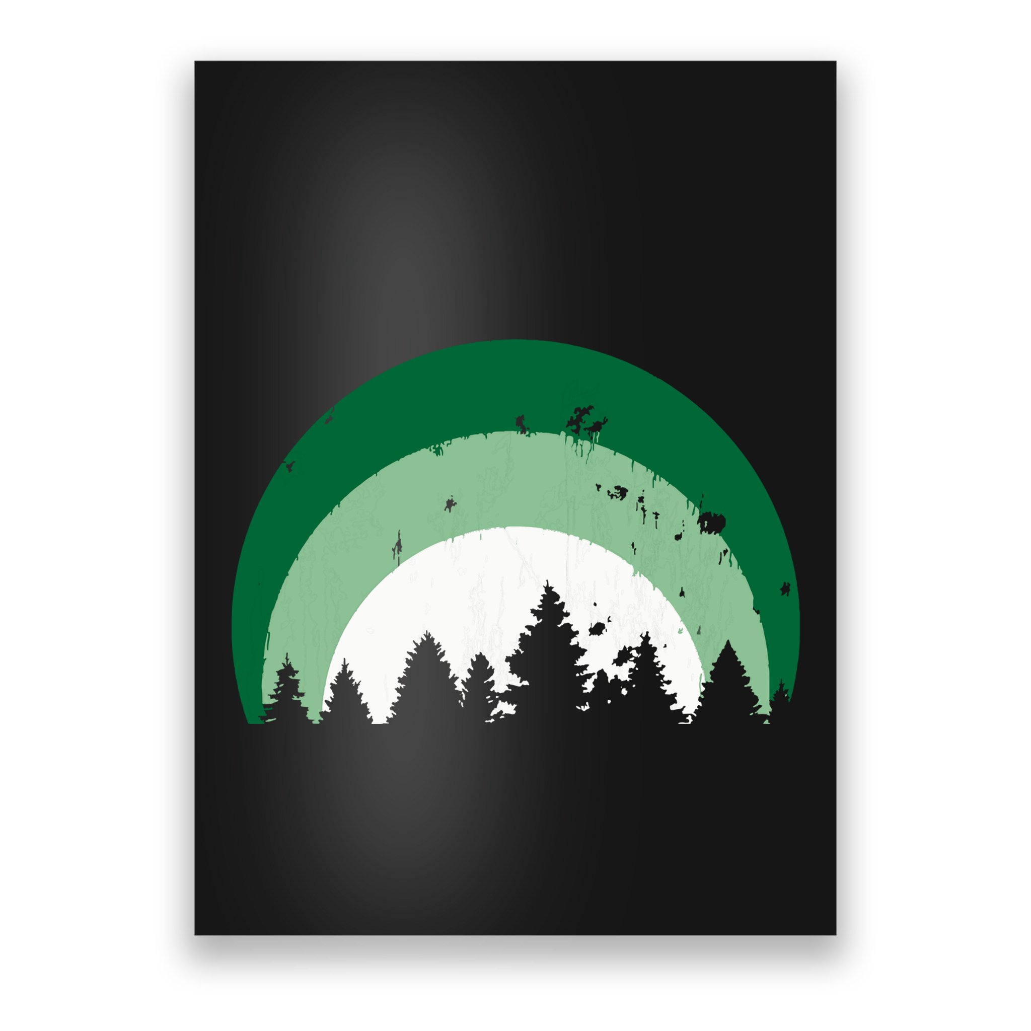 Forest Of Evergreen Tree Silhouette Distressed Trees Lover Poster