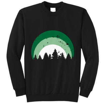 Forest Of Evergreen Tree Silhouette Distressed Trees Lover Tall Sweatshirt