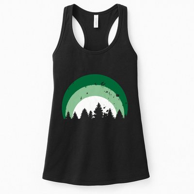 Forest Of Evergreen Tree Silhouette Distressed Trees Lover Womens Tank Top