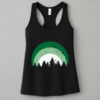 Forest Of Evergreen Tree Silhouette Distressed Trees Lover Womens Tank Top