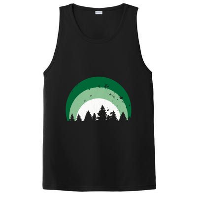 Forest Of Evergreen Tree Silhouette Distressed Trees Lover PosiCharge Competitor Tank
