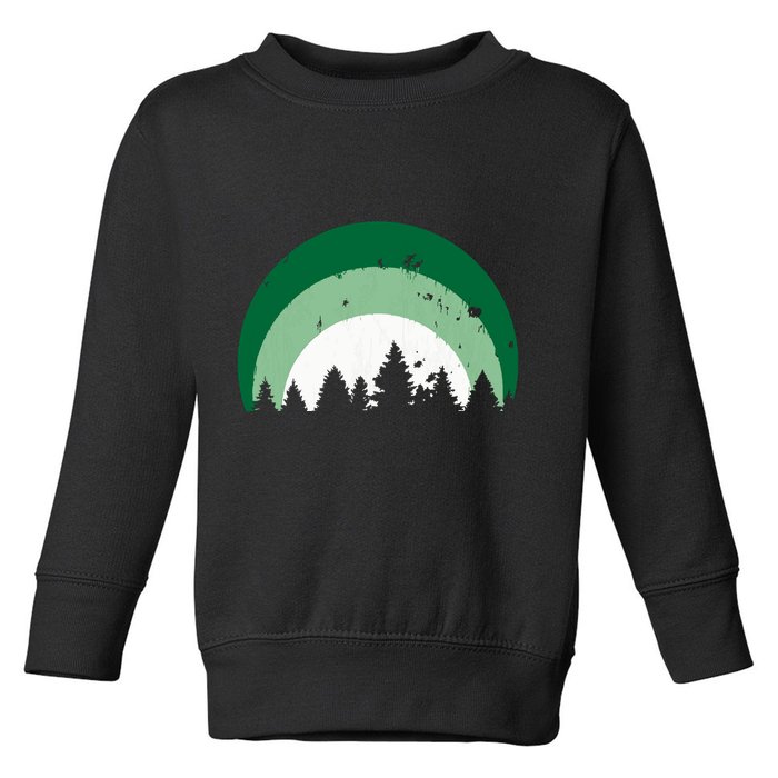 Forest Of Evergreen Tree Silhouette Distressed Trees Lover Toddler Sweatshirt