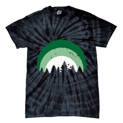 Forest Of Evergreen Tree Silhouette Distressed Trees Lover Tie-Dye T-Shirt