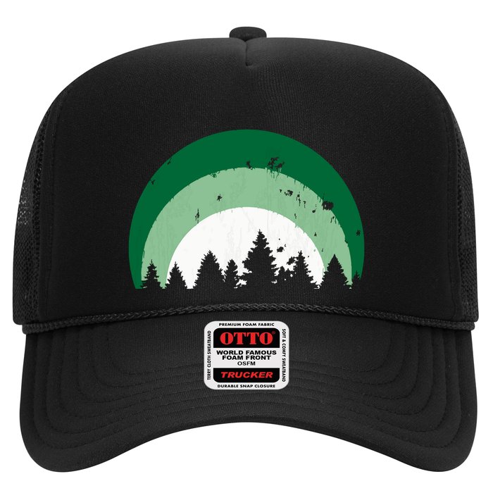 Forest Of Evergreen Tree Silhouette Distressed Trees Lover Hat