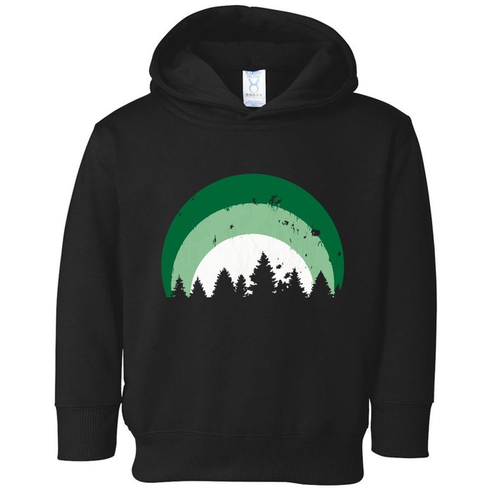 Forest Of Evergreen Tree Silhouette Distressed Trees Lover Toddler Hoodie