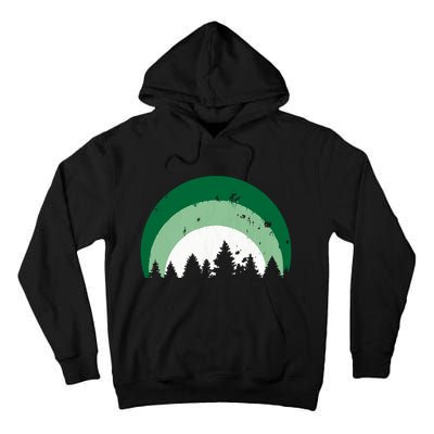 Forest Of Evergreen Tree Silhouette Distressed Trees Lover Tall Hoodie