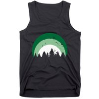 Forest Of Evergreen Tree Silhouette Distressed Trees Lover Tank Top
