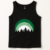 Forest Of Evergreen Tree Silhouette Distressed Trees Lover Tank Top