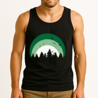 Forest Of Evergreen Tree Silhouette Distressed Trees Lover Tank Top