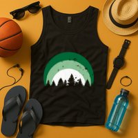 Forest Of Evergreen Tree Silhouette Distressed Trees Lover Tank Top