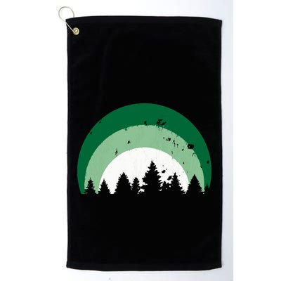 Forest Of Evergreen Tree Silhouette Distressed Trees Lover Golf Towel