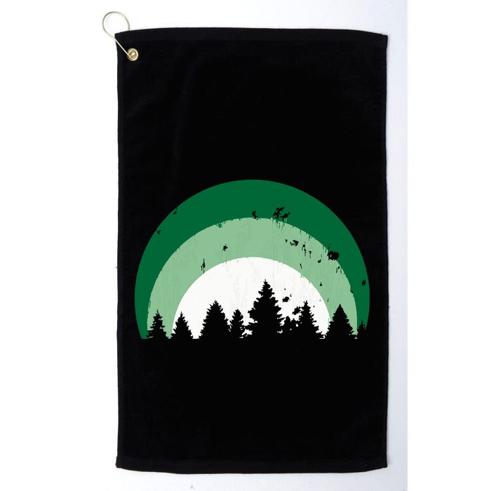 Forest Of Evergreen Tree Silhouette Distressed Trees Lover Golf Towel