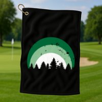 Forest Of Evergreen Tree Silhouette Distressed Trees Lover Golf Towel