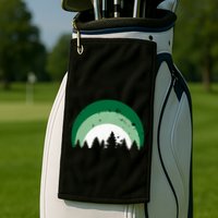 Forest Of Evergreen Tree Silhouette Distressed Trees Lover Golf Towel