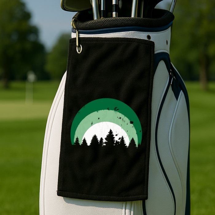 Forest Of Evergreen Tree Silhouette Distressed Trees Lover Golf Towel