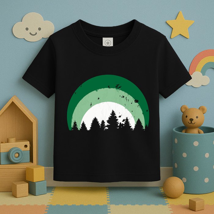 Forest Of Evergreen Tree Silhouette Distressed Trees Lover Toddler T-Shirt