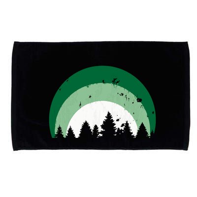 Forest Of Evergreen Tree Silhouette Distressed Trees Lover Microfiber Hand Towel
