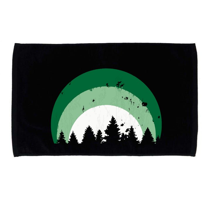 Forest Of Evergreen Tree Silhouette Distressed Trees Lover Microfiber Hand Towel