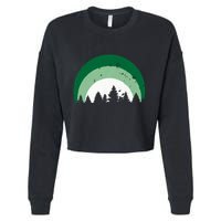 Forest Of Evergreen Tree Silhouette Distressed Trees Lover Cropped Pullover Crew
