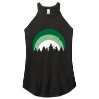 Forest Of Evergreen Tree Silhouette Distressed Trees Lover Women's Perfect Tri Rocker Tank
