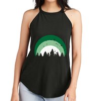 Forest Of Evergreen Tree Silhouette Distressed Trees Lover Women's Perfect Tri Rocker Tank