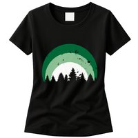 Forest Of Evergreen Tree Silhouette Distressed Trees Lover Womens T-Shirt