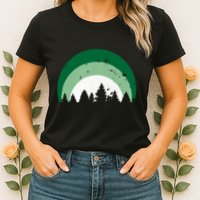 Forest Of Evergreen Tree Silhouette Distressed Trees Lover Womens T-Shirt