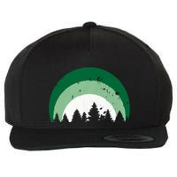Forest Of Evergreen Tree Silhouette Distressed Trees Lover Wool Snapback Cap