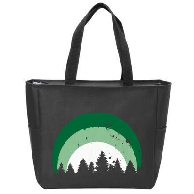 Forest Of Evergreen Tree Silhouette Distressed Trees Lover Zip Tote Bag