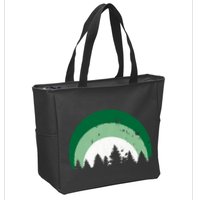 Forest Of Evergreen Tree Silhouette Distressed Trees Lover Zip Tote Bag